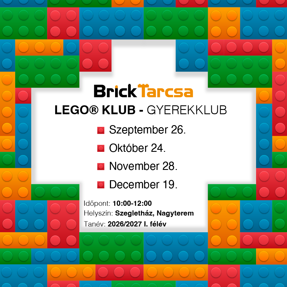 BrickTarcsa LEGO® klub – Gyerekklub plakát, 2026/27 I. félév időpontjai