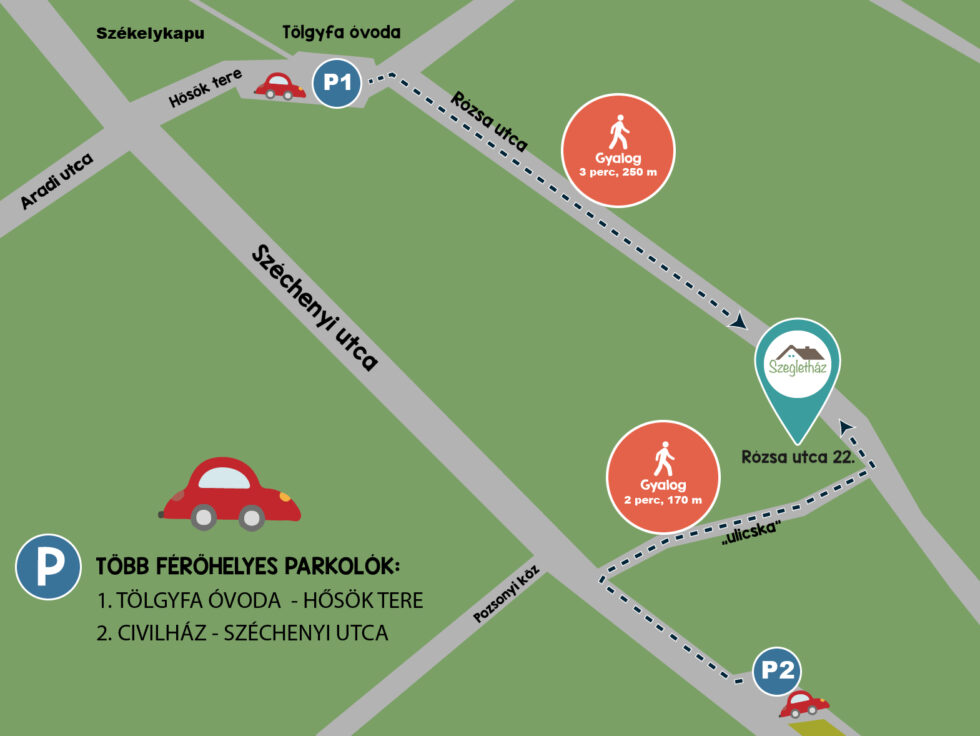 Parkolási lehetőségek térképe a Szegletháznál